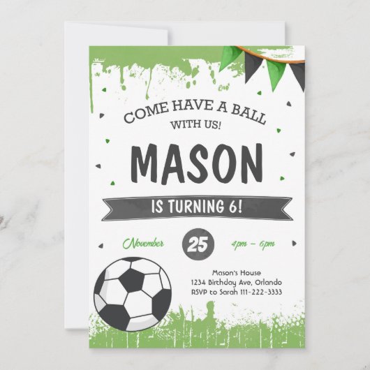 Invitation d'anniversaire de football (Devant)