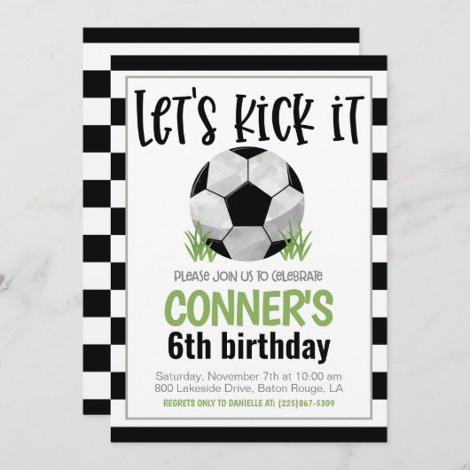 Invitation d'anniversaire de football (Devant / Derrière)