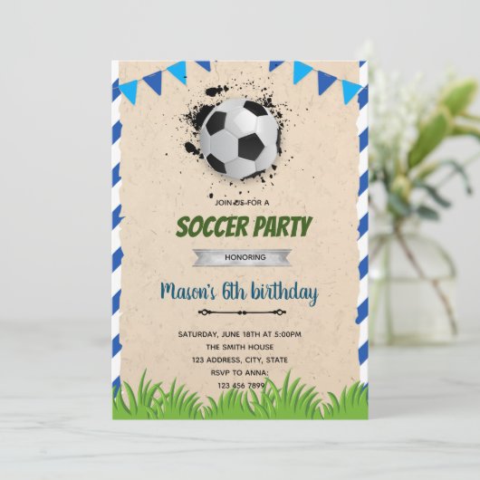 Invitation d'anniversaire de football (Debout devant)