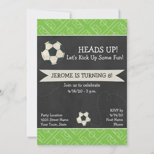 Invitation d'anniversaire de football (Devant)
