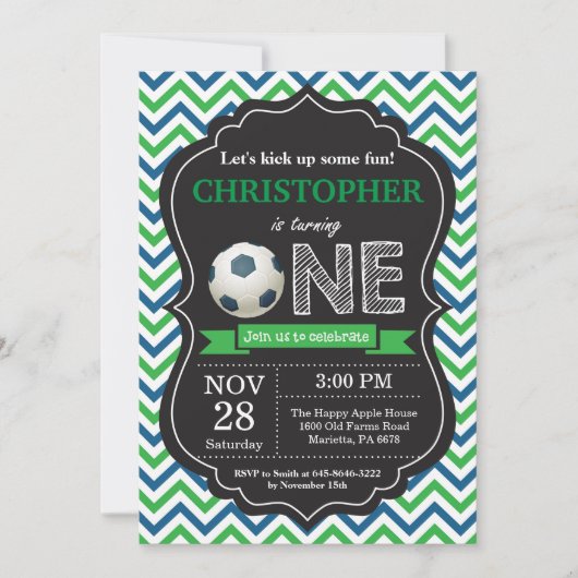 Invitation d'anniversaire de football 1er annivers (Devant)