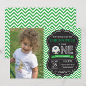 Invitation d'anniversaire de football 1er annivers (Devant / Derrière)