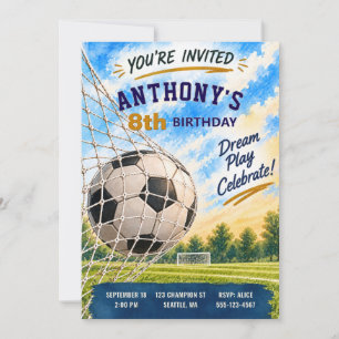 Invitation d'anniversaire de football à l'aquarell