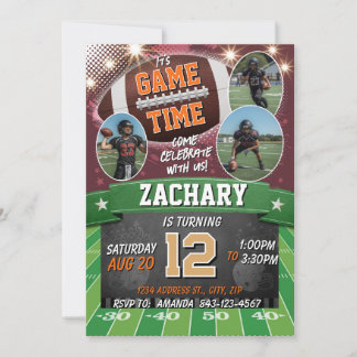 Invitation d'anniversaire de football avec photos