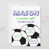 Invitation d'anniversaire de football - Bleu (Devant)