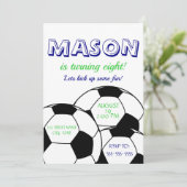 Invitation d'anniversaire de football - Bleu (Debout devant)