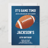 Invitation d'anniversaire de football bleu foncé (Devant)