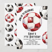 Invitation d'anniversaire de football - Fête de fo (Devant / Derrière)
