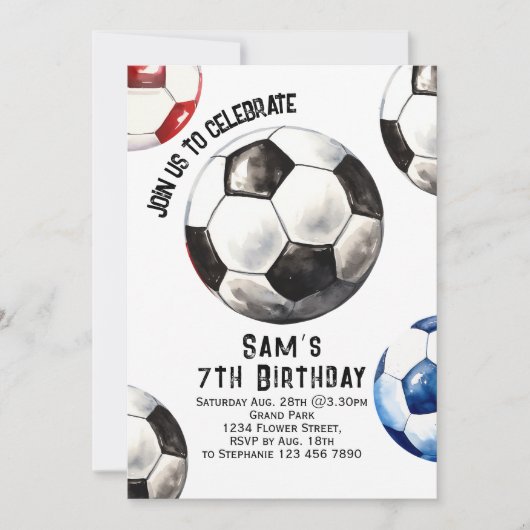 Invitation d'anniversaire de football - Fête de fo (Devant)