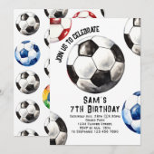 Invitation d'anniversaire de football - Fête de fo (Devant / Derrière)