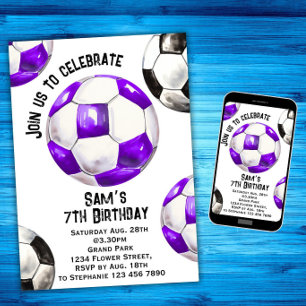 Invitation d'anniversaire de football - Fête de fo