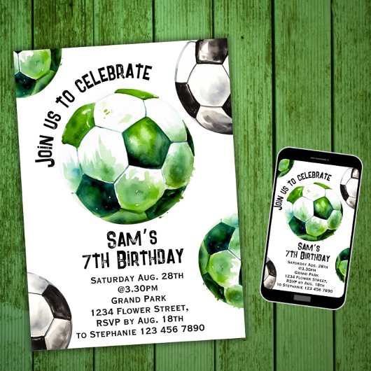Invitation d'anniversaire de football - Fête de fo