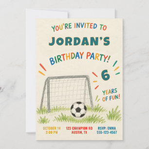 Invitation d'anniversaire de football moderne pour