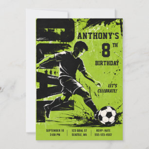 Invitation d'anniversaire de football moderne pour
