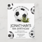 Invitation d'anniversaire de football noir vert  (Devant)