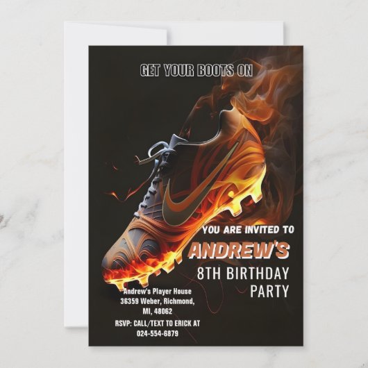 Invitation d'anniversaire de football personnalisé (Devant)