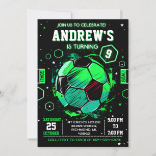 Invitation d'anniversaire de football personnel