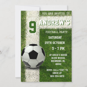 Invitation d'anniversaire de football personnel