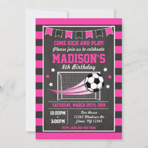Invitation d'anniversaire de football pour filles