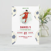 Invitation d'anniversaire de football pour garçons (Debout devant)