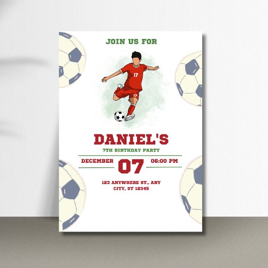 Invitation d'anniversaire de football pour garçons
