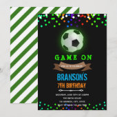 Invitation d'anniversaire de football qui brille d (Devant / Derrière)