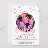 Invitation d'anniversaire de football rose (Devant)