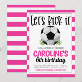 Invitation d'anniversaire de football rose (Devant / Derrière)