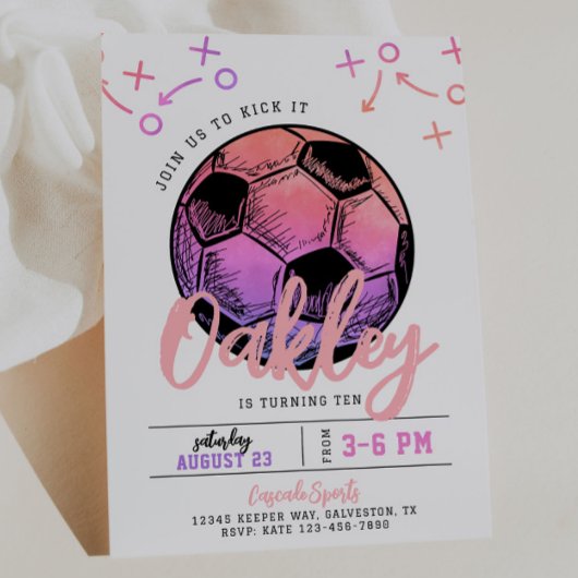 Invitation d'anniversaire de football rose