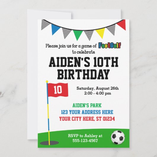 Invitation d'anniversaire de FootGolf | Golf de fo (Devant)