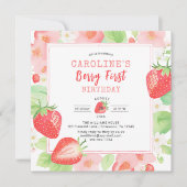 Invitation d'anniversaire de fraise (Devant)