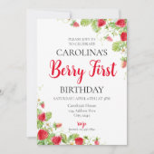 Invitation d'anniversaire de fraise (Devant)