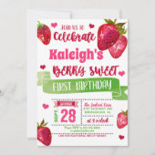 Invitation d'anniversaire de fraise (Devant)