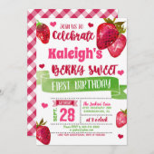 Invitation d'anniversaire de fraise (Devant / Derrière)