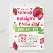 Invitation d'anniversaire de fraise (Devant)