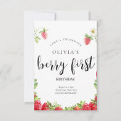 Invitation d'anniversaire de fraise (Devant)