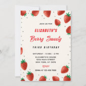 Invitation d'anniversaire de fraises (Devant)