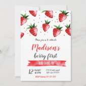 Invitation d'anniversaire de fraises (Devant)