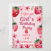 Invitation d'anniversaire de fraises (Devant)