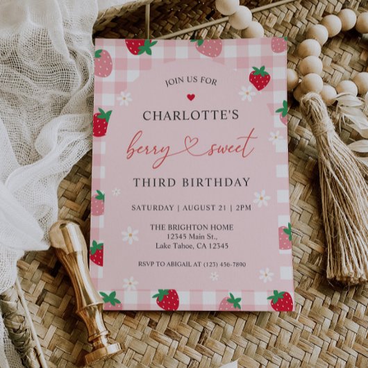 Invitation d'anniversaire de fraises