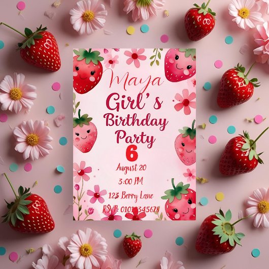Invitation d'anniversaire de fraises