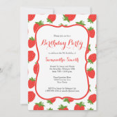 Invitation d'anniversaire de fraises (Devant)