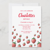 Invitation d'anniversaire de fraises (Devant)