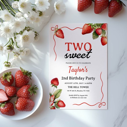 Invitation d'anniversaire de fraises | Anniversair
