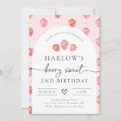 Invitation d'anniversaire de fraises | Berry Anniv (Devant)