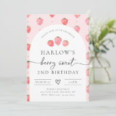 Invitation d'anniversaire de fraises | Berry Anniv (Debout devant)