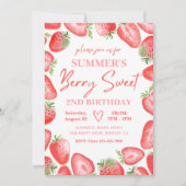 Invitation d'anniversaire de fraises | Berry Invit (Devant)