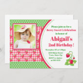 Invitation d'anniversaire de fraises, Fête des fra (Devant / Derrière)