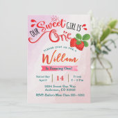Invitation d'anniversaire de fraises | Sweet Girl (Debout devant)