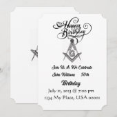 Invitation d'anniversaire de franc-maçon (Devant / Derrière)